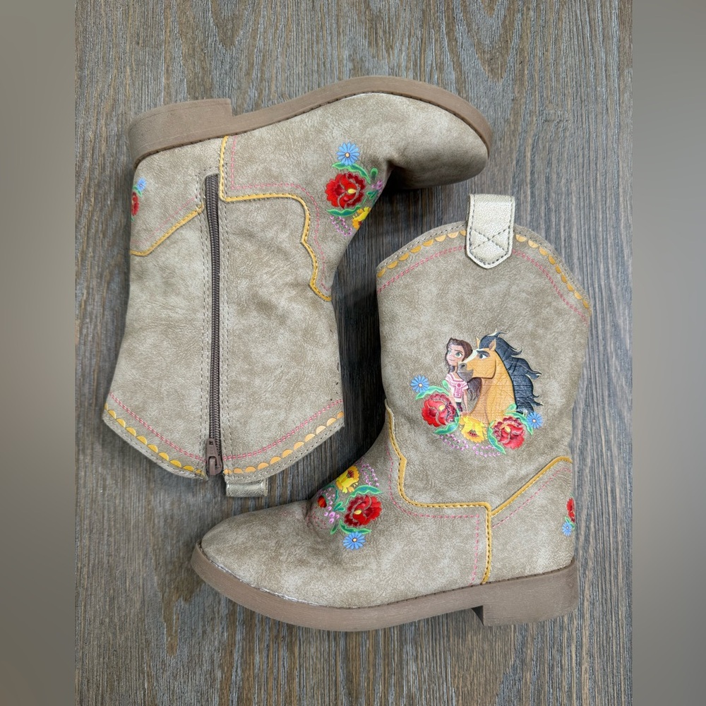 Spirit DreamWorks Wild And Free Little Kids Youth Size 12 Brown Zip Cowboy Boots